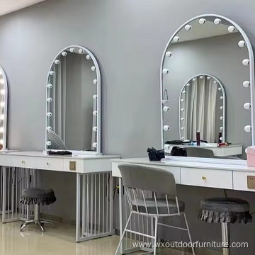 Modern Bedroom Furniture Touch Screen Adjustable Led Light Optional Storage Dresser Makeup Vanity Dressing Table With Led Mirror